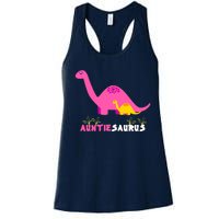 Auntiesaurus Cute Auntie Saurus Dinosaur Aunt Matching Women's Racerback Tank