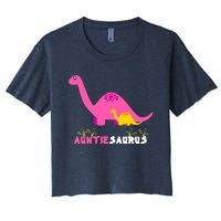 Auntiesaurus Cute Auntie Saurus Dinosaur Aunt Matching Women's Crop Top Tee