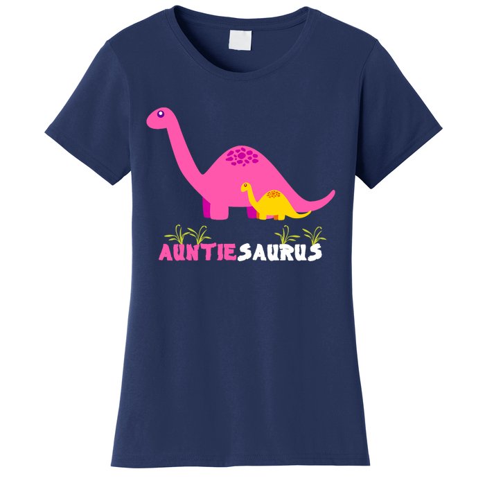 Auntiesaurus Cute Auntie Saurus Dinosaur Aunt Matching Women's T-Shirt