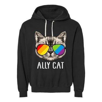 Ally Cat Ally Cat LGBTQ+ LGBT Flag LGBT Ally Cat Garment-Dyed Fleece Hoodie