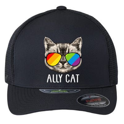 Ally Cat Ally Cat LGBTQ+ LGBT Flag LGBT Ally Cat Flexfit Unipanel Trucker Cap