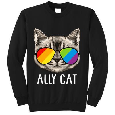 Ally Cat Ally Cat LGBTQ+ LGBT Flag LGBT Ally Cat Sweatshirt