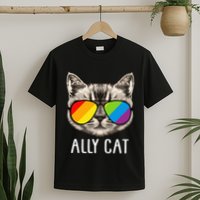 Ally Cat Ally Cat LGBTQ+ LGBT Flag LGBT Ally Cat T-Shirt