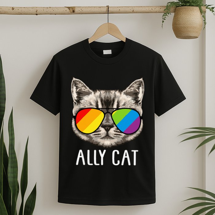 Ally Cat Ally Cat LGBTQ+ LGBT Flag LGBT Ally Cat T-Shirt