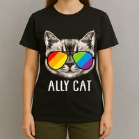 Ally Cat Ally Cat LGBTQ+ LGBT Flag LGBT Ally Cat T-Shirt