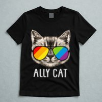 Ally Cat Ally Cat LGBTQ+ LGBT Flag LGBT Ally Cat T-Shirt