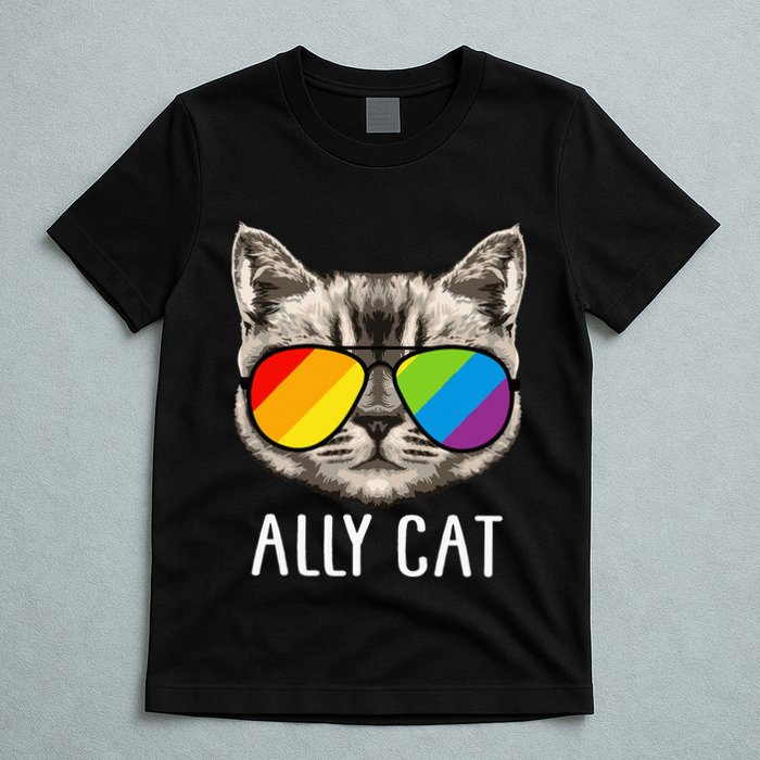 Ally Cat Ally Cat LGBTQ+ LGBT Flag LGBT Ally Cat T-Shirt