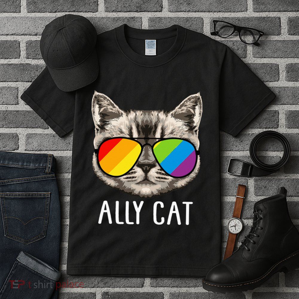 Ally Cat Ally Cat LGBTQ+ LGBT Flag LGBT Ally Cat Tall T-Shirt