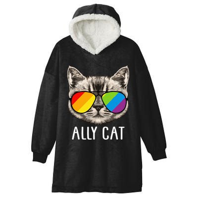 Ally Cat Ally Cat LGBTQ+ LGBT Flag LGBT Ally Cat Hooded Wearable Blanket