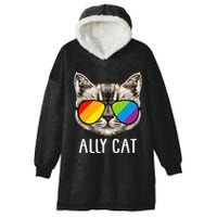 Ally Cat Ally Cat LGBTQ+ LGBT Flag LGBT Ally Cat Hooded Wearable Blanket