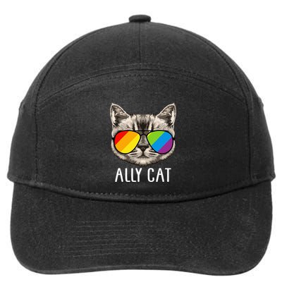 Ally Cat Ally Cat LGBTQ+ LGBT Flag LGBT Ally Cat 7-Panel Snapback Hat