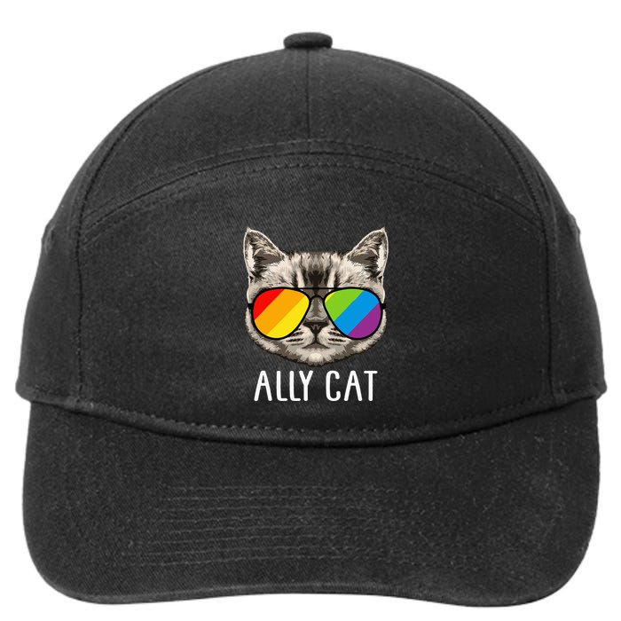 Ally Cat Ally Cat LGBTQ+ LGBT Flag LGBT Ally Cat 7-Panel Snapback Hat