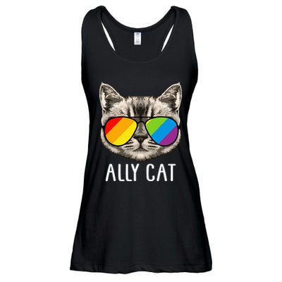 Ally Cat Ally Cat LGBTQ+ LGBT Flag LGBT Ally Cat Ladies Essential Flowy Tank