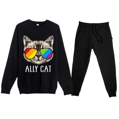 Ally Cat Ally Cat LGBTQ+ LGBT Flag LGBT Ally Cat Premium Crewneck Sweatsuit Set