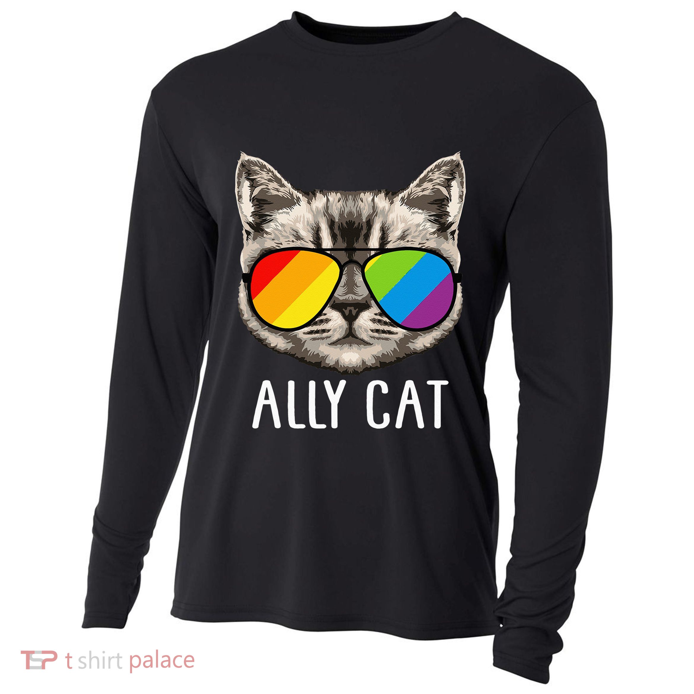 Ally Cat Ally Cat LGBTQ+ LGBT Flag LGBT Ally Cat Cooling Performance Long Sleeve Crew