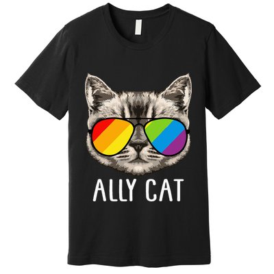 Ally Cat Ally Cat LGBTQ+ LGBT Flag LGBT Ally Cat Premium T-Shirt