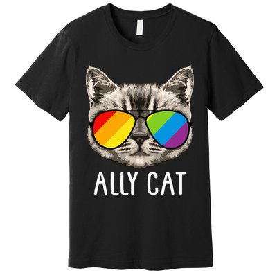 Ally Cat Ally Cat LGBTQ+ LGBT Flag LGBT Ally Cat Premium T-Shirt