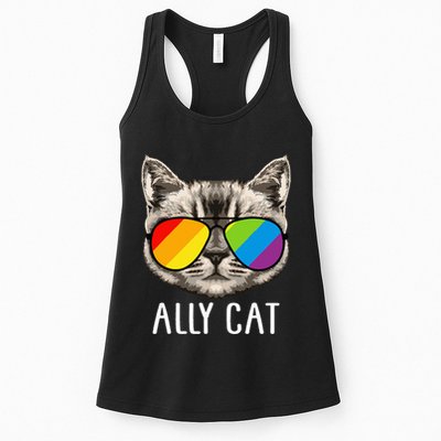 Ally Cat Ally Cat LGBTQ+ LGBT Flag LGBT Ally Cat Womens Tank Top