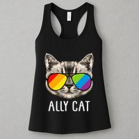 Ally Cat Ally Cat LGBTQ+ LGBT Flag LGBT Ally Cat Womens Tank Top
