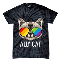 Ally Cat Ally Cat LGBTQ+ LGBT Flag LGBT Ally Cat Tie-Dye T-Shirt