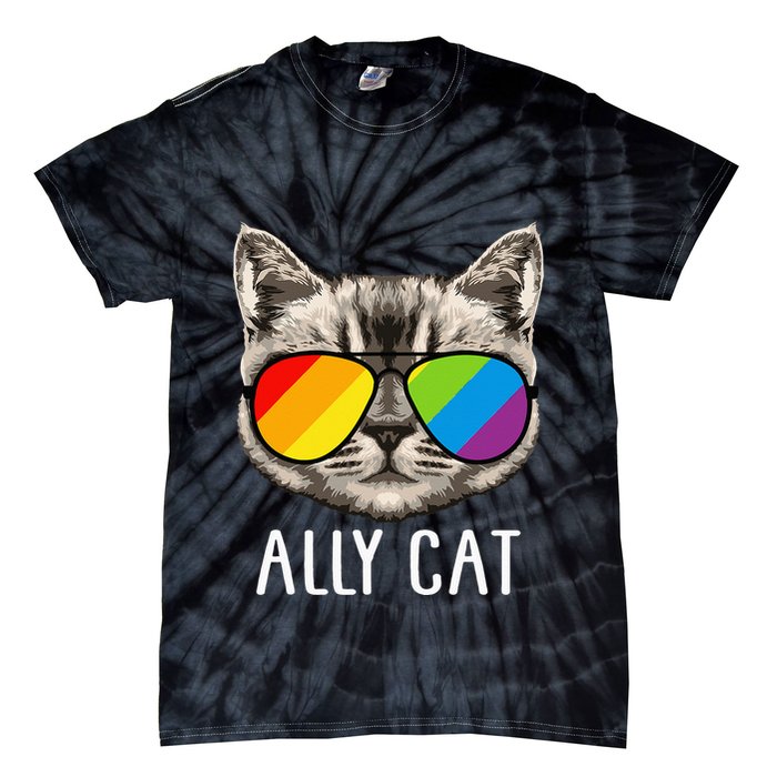Ally Cat Ally Cat LGBTQ+ LGBT Flag LGBT Ally Cat Tie-Dye T-Shirt