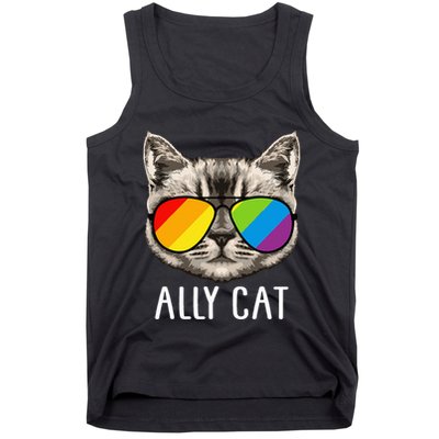 Ally Cat Ally Cat LGBTQ+ LGBT Flag LGBT Ally Cat Tank Top