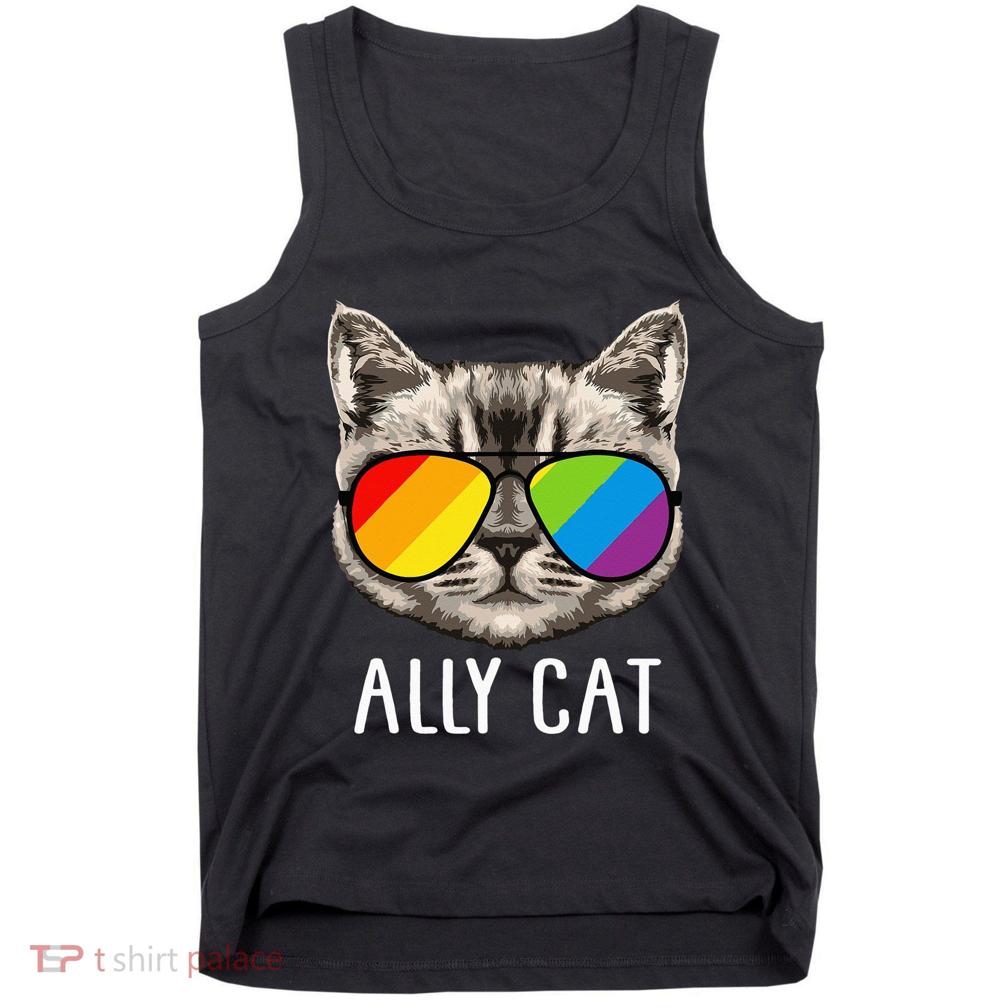 Ally Cat Ally Cat LGBTQ+ LGBT Flag LGBT Ally Cat Tank Top