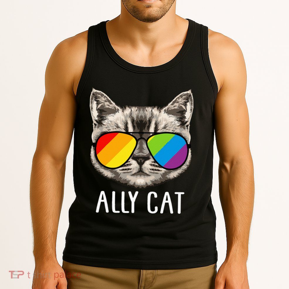 Ally Cat Ally Cat LGBTQ+ LGBT Flag LGBT Ally Cat Tank Top