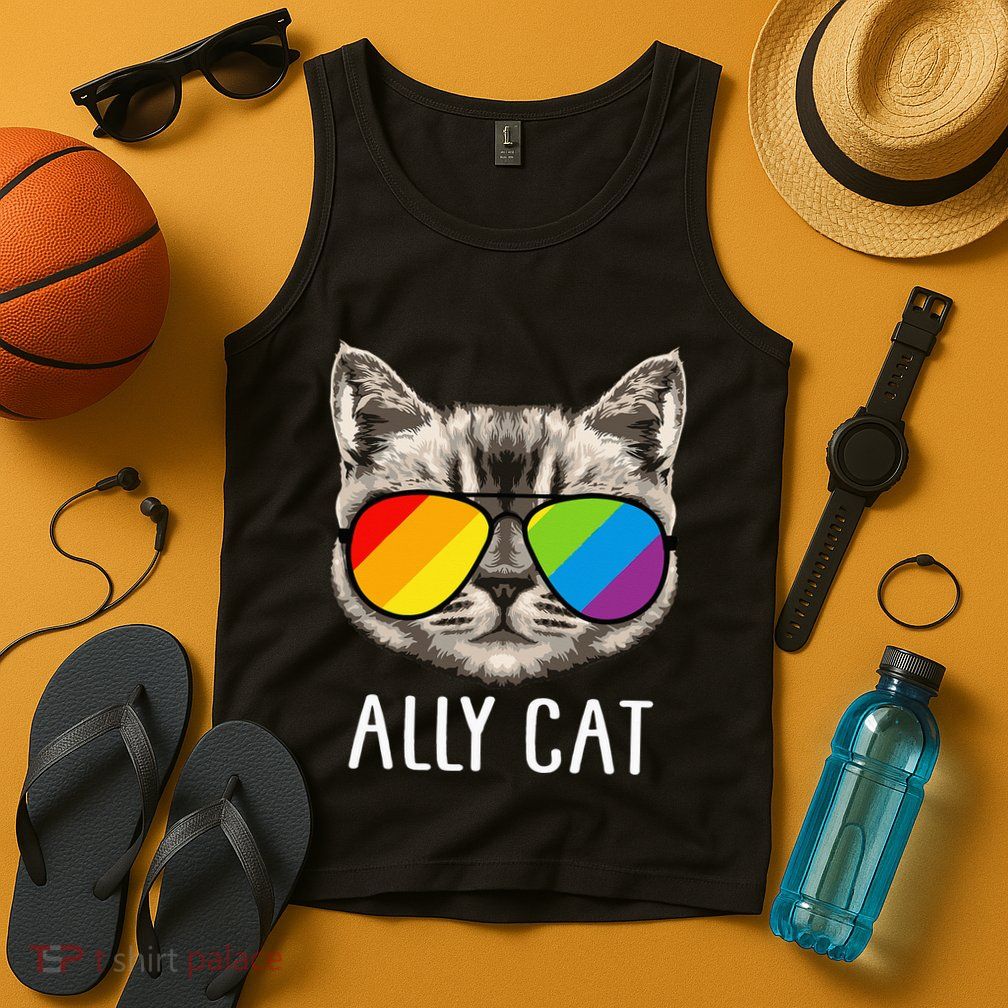 Ally Cat Ally Cat LGBTQ+ LGBT Flag LGBT Ally Cat Tank Top