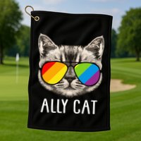Ally Cat Ally Cat LGBTQ+ LGBT Flag LGBT Ally Cat Golf Towel