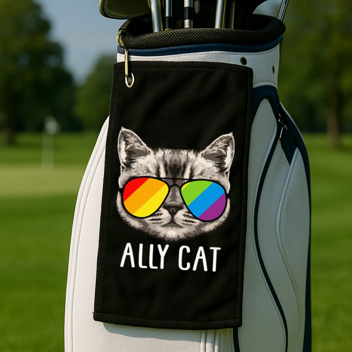 Ally Cat Ally Cat LGBTQ+ LGBT Flag LGBT Ally Cat Golf Towel