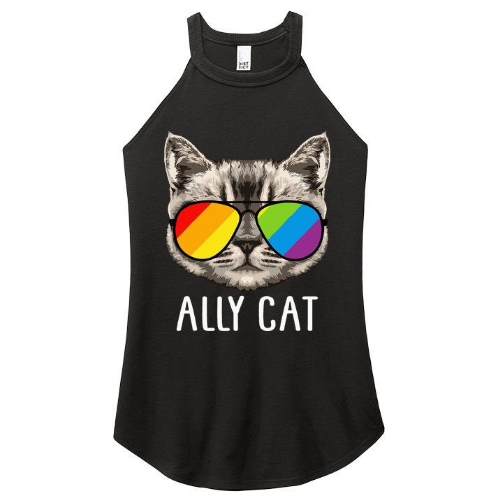 Ally Cat Ally Cat LGBTQ+ LGBT Flag LGBT Ally Cat Women's Perfect Tri Rocker Tank
