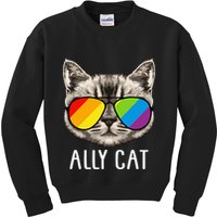 Ally Cat Ally Cat LGBTQ+ LGBT Flag LGBT Ally Cat Kids Sweatshirt