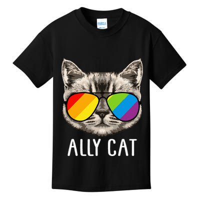 Ally Cat Ally Cat LGBTQ+ LGBT Flag LGBT Ally Cat Kids T-Shirt