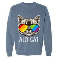 Ally Cat Ally Cat LGBTQ+ LGBT Flag LGBT Ally Cat Garment-Dyed Sweatshirt