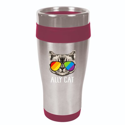 Ally Cat Ally Cat LGBTQ+ LGBT Flag LGBT Ally Cat 16oz Travel Tumbler