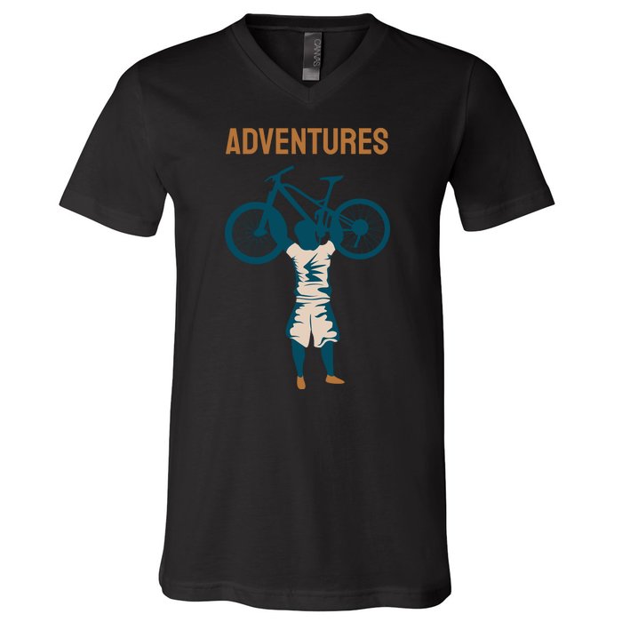 Adventures Cycling V-Neck T-Shirt