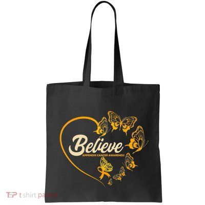 Appendix Cancer Awareness Believe Butterfly Heart Bag