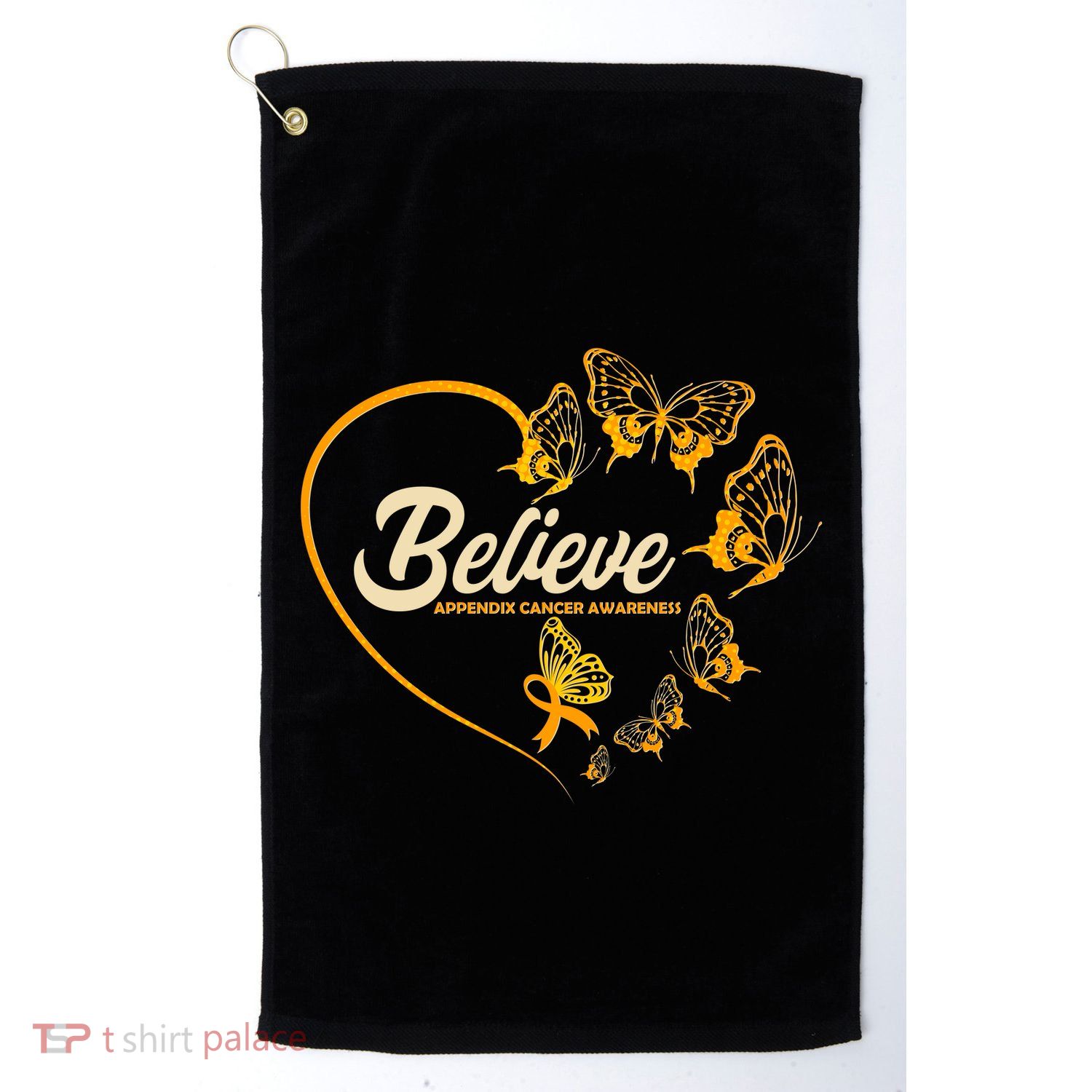 Appendix Cancer Awareness Believe Butterfly Heart Golf Towel