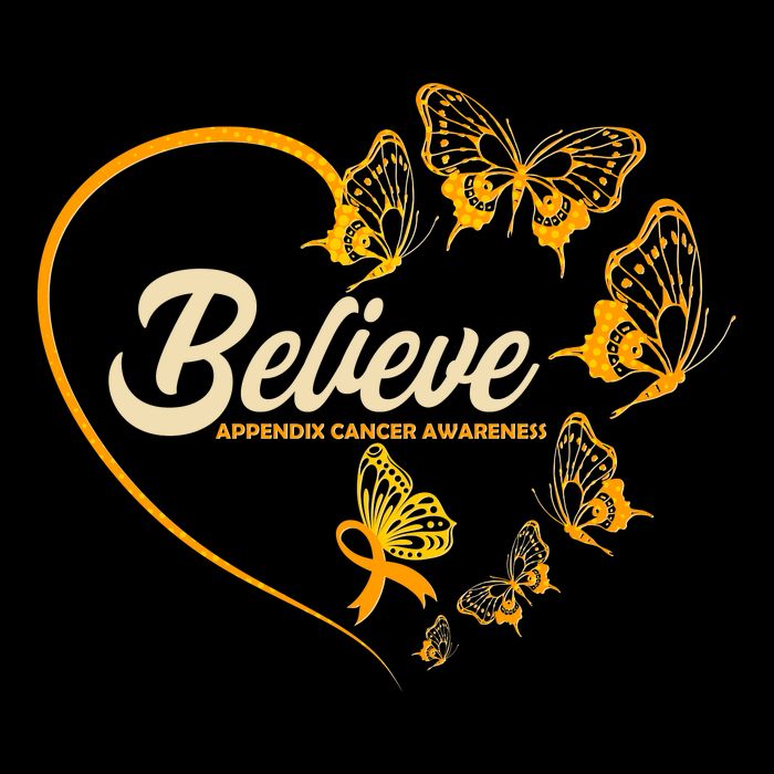 Appendix Cancer Awareness Believe Butterfly Heart Toddler T-Shirt