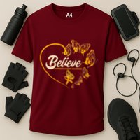 Appendix Cancer Awareness Believe Butterfly Heart Cooling Performance Crew T-Shirt