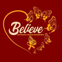 Appendix Cancer Awareness Believe Butterfly Heart Cooling Performance Crew T-Shirt