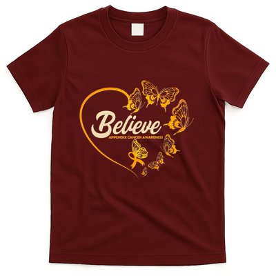 Appendix Cancer Awareness Believe Butterfly Heart T-Shirt