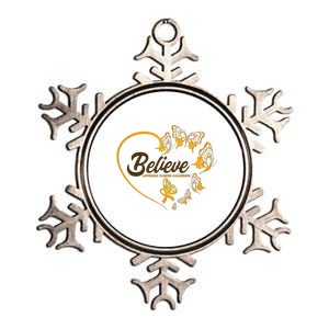 Appendix Cancer Awareness Believe Butterfly Heart Metallic Star Ornament