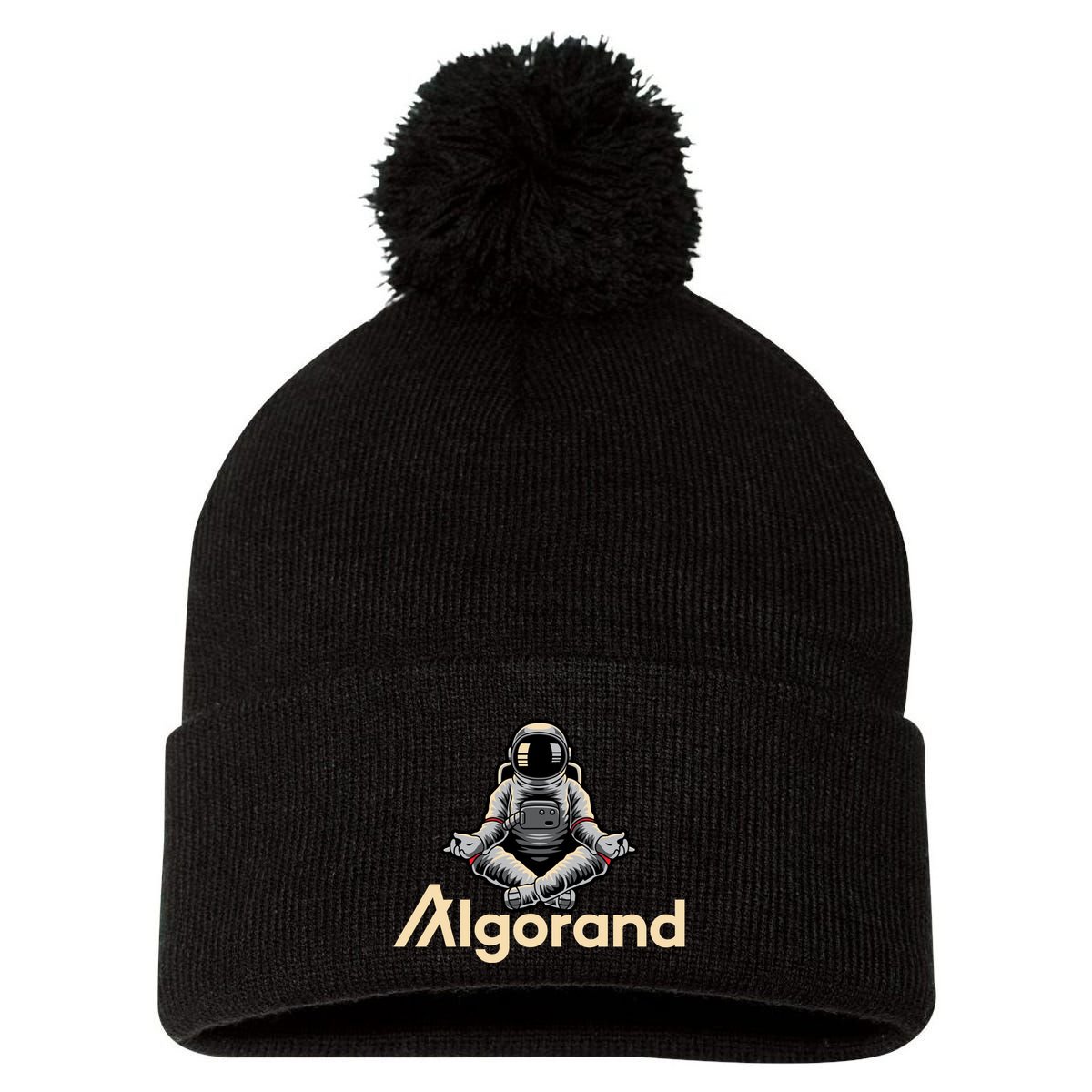 Algorand Crypto Astronaut Pom Pom 12in Knit Beanie