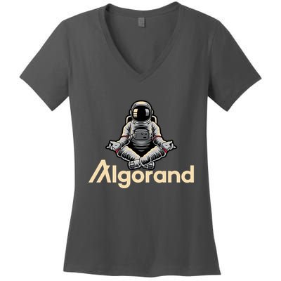Algorand Crypto Astronaut Women's V-Neck T-Shirt
