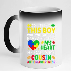 Autism Cousin Autism Awareness ASD Support Autism 11oz Black Color Changing Mug