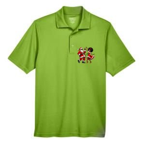 American Christmas African Santa Mrs Claus Dancing Xmas African Gift Men's Origin Performance Pique Polo