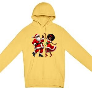 American Christmas African Santa Mrs Claus Dancing Xmas African Gift Premium Pullover Hoodie