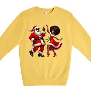 American Christmas African Santa Mrs Claus Dancing Xmas African Gift Premium Crewneck Sweatshirt